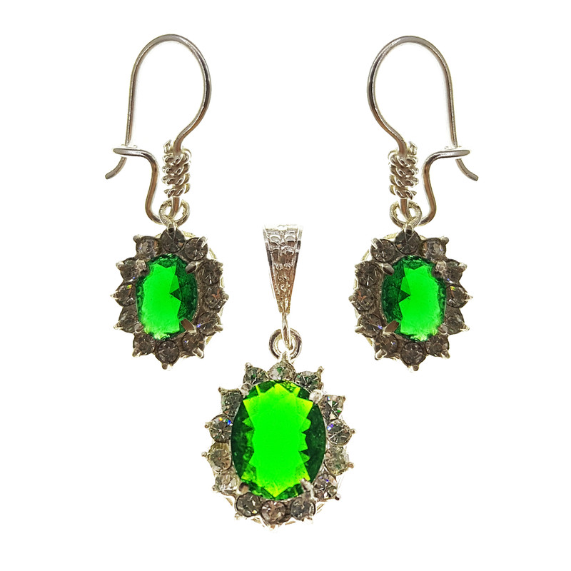 نیم ست نقره زنانه سلین کالا مدل زمرد کد 94