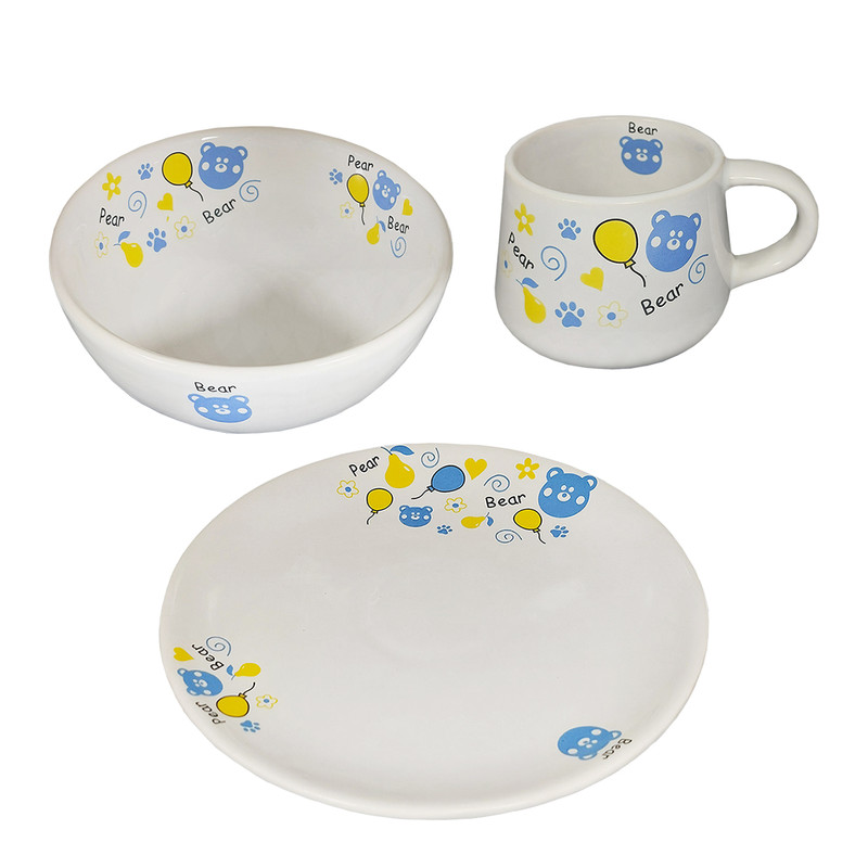 ظرف غذای کودک 3 تکه طرح خرسی کد 160281