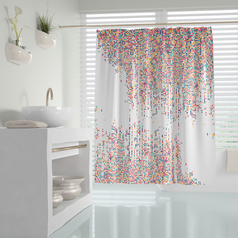 پرده حمام دلفین مدل Dotted سایز 180x200سانتی متر