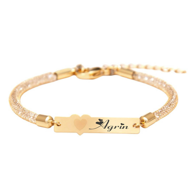 خرید و قیمت دستبند بند و طلا 18 عیار زنانه لیردا مدل اسم آگرین 30309