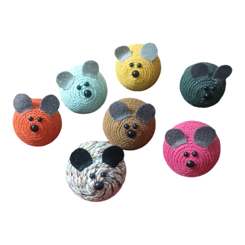 اسباب بازی سگ و گربه مدل موش توپی پردار کد 03 مجموعه 7 عددی