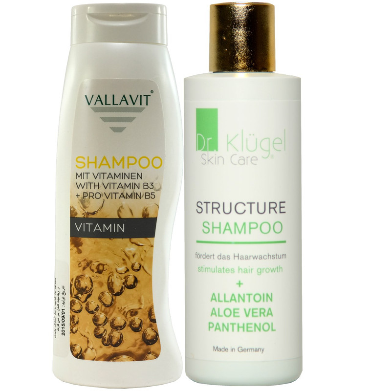 خرید و قیمت پک شامپو ضد ریزش دکتر کلوگل مدل Mixed به همراه شامپو ویتامینه والاویت بسته 2 عددی