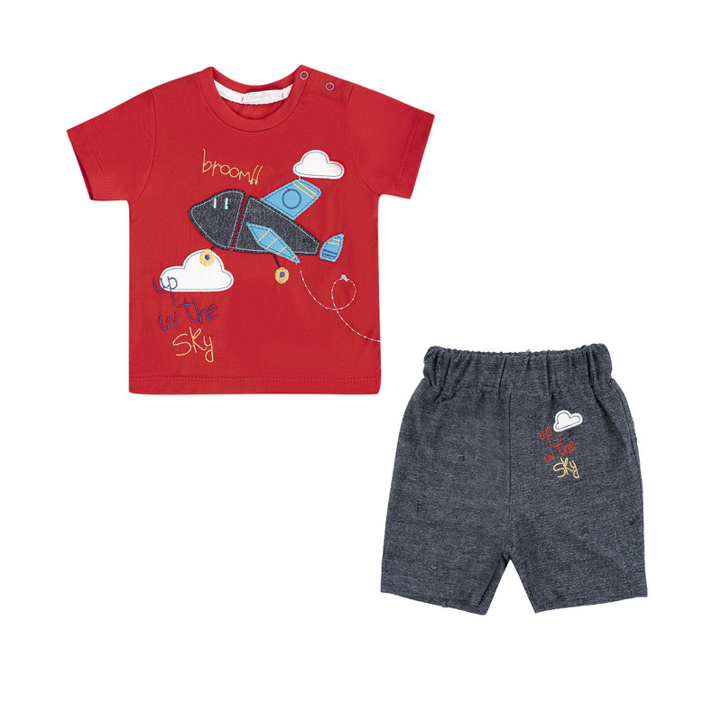 ست تی شرت و شلوارک پسرانه فیورلا مدل هواپیما کد 24041