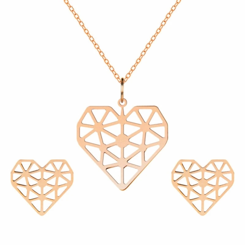 خرید و قیمت نیم ست طلا 18 عیار زنانه رضا گلد مدل قلب