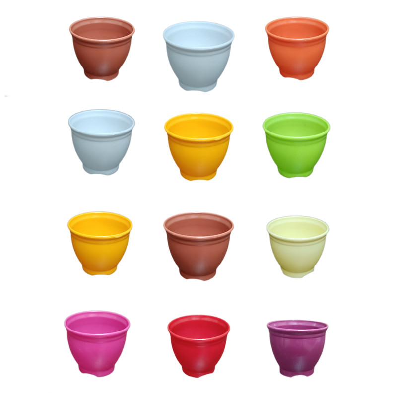 گلدان مدل گرد پلاستیکی کد 6 بسته 12 عددی