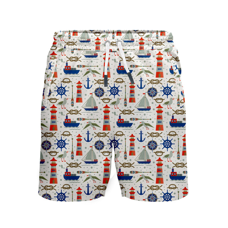 شلوارک مردانه طرح فانوس دریایی