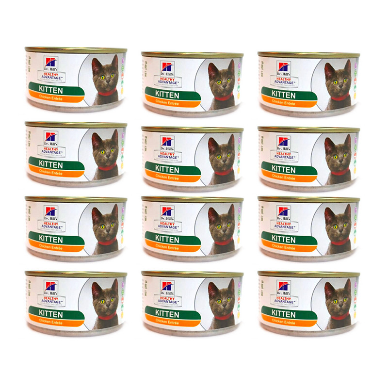 کنسرو غذای بچه گربه دکتر هیلز مدل کیتن مرغ وزن 220 گرم بسته 12 عددی