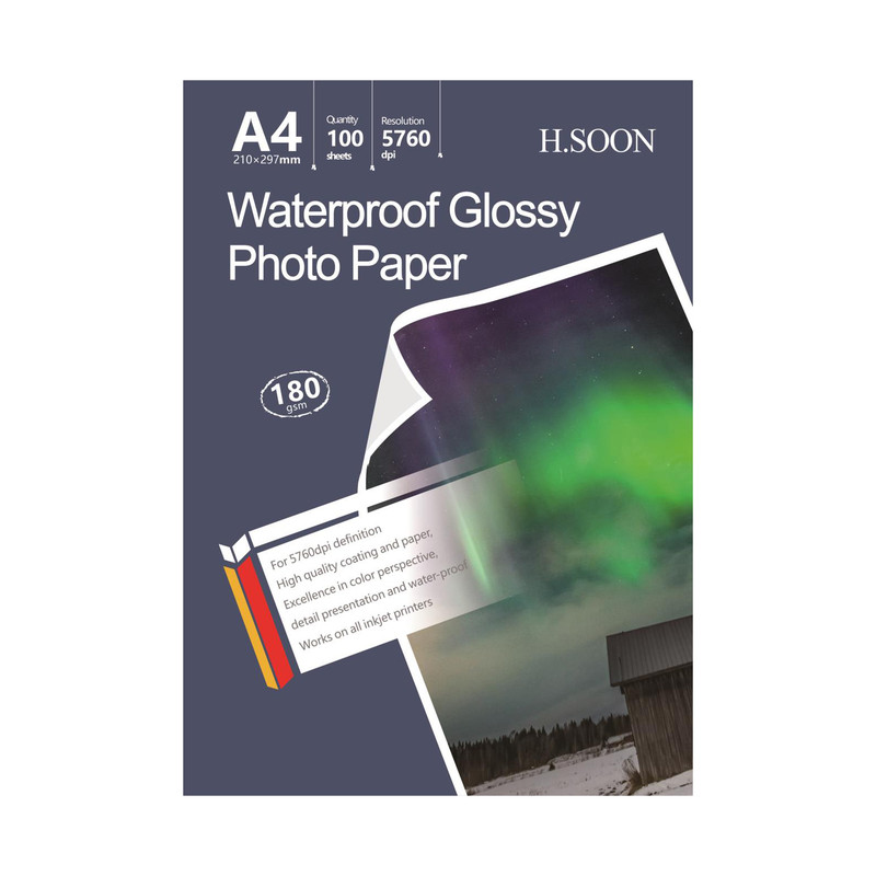 خرید و قیمت کاغذ چاپ عکس فتوگلاسه اچ.سون مدل 180GR سایز A4 بسته 100 عددی