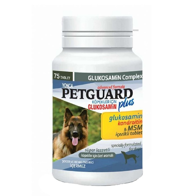 قرص سگ گلوکزامین پتگارد مدل glukosamin بسته 75 عددی