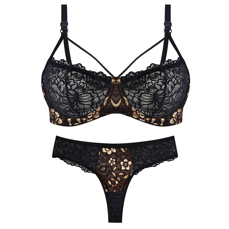 ست شورت و سوتین زنانه دکسونری مدل 125010508 فنر دار دانتل رنگ قهوه ای