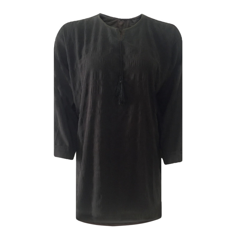 تونیک زنانه مدل پفکی یقه کوبایی کد tm-2717 رنگ مشکی