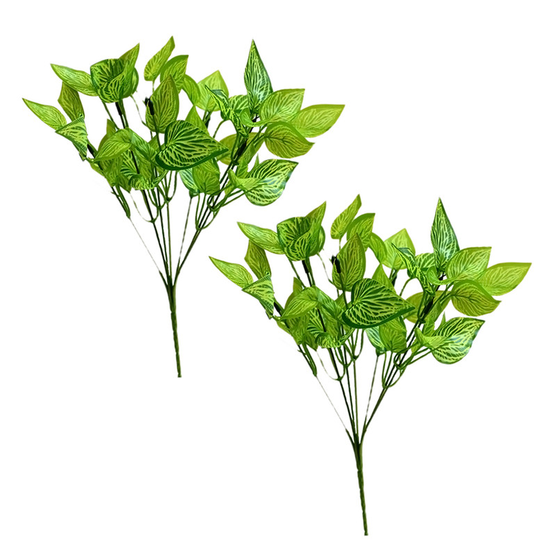 گل مصنوعی مدل بوته برگ لمسی طرح یاس بسته دو عددی