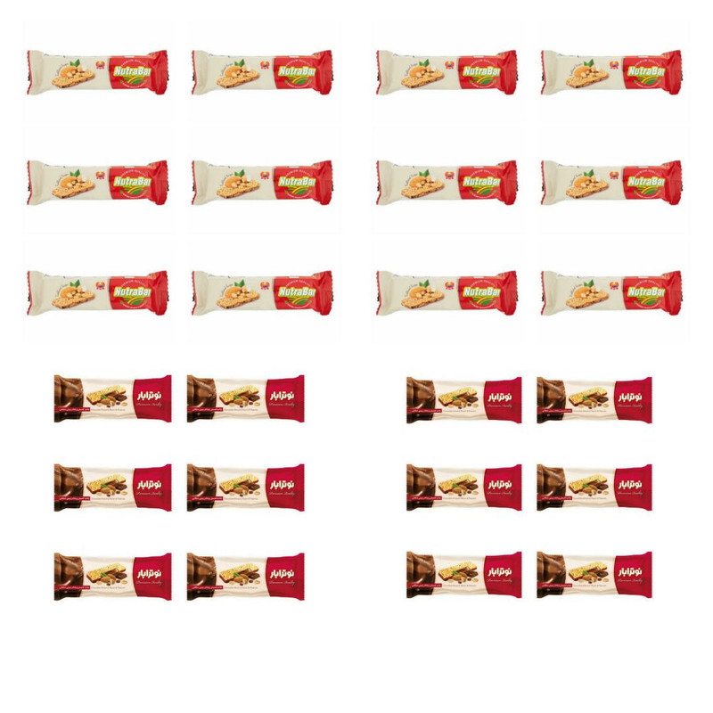 نوترابار با مغز بادام کشمش و بادام زمینی و شکلاتی چی توز - 30 گرم بسته 24 عددی