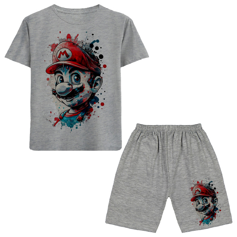 ست تی شرت و شلوارک پسرانه مدل قارچ خور A44