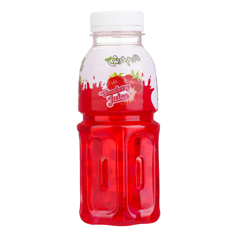 خرید و قیمت نوشیدنی بدون گاز توت فرنگی حاوی تکههای نارگیل فارم فرش - 320 میلی لیتر