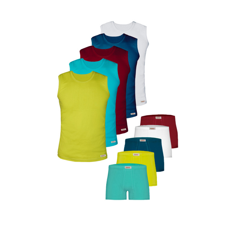 خرید و قیمت ست شورت و زیرپوش پسرانه پنبینه مدل پادار مجموعه 6 عددی