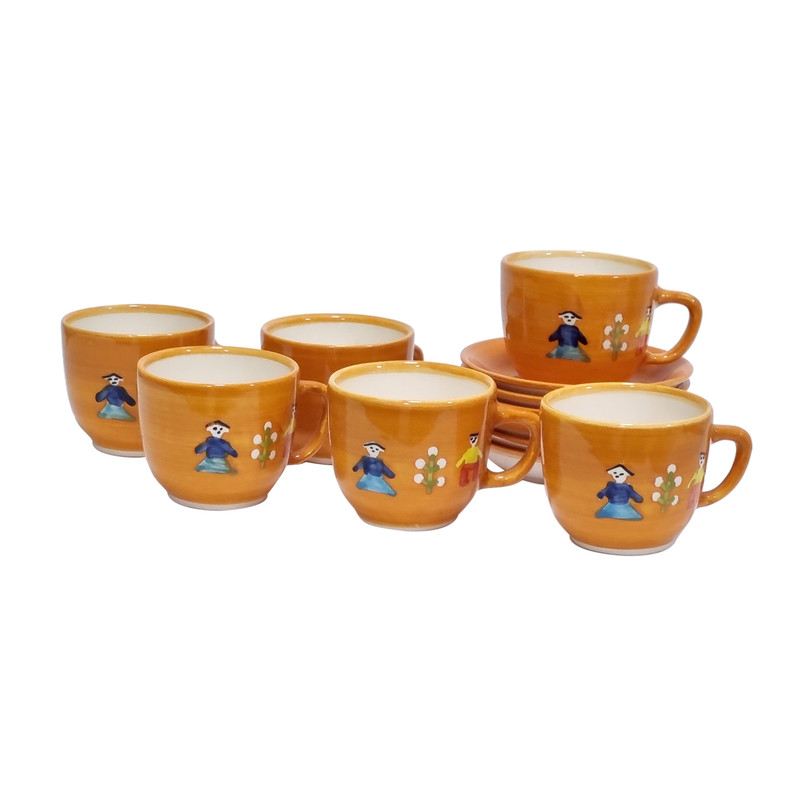 فنجان و نعلبکی سرامیکی آرانیک مدل گبه بسته 6 عددی