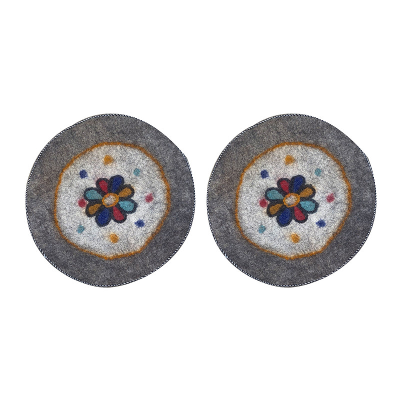 نمد فرش مدل گل یاس بسته 2 عددی