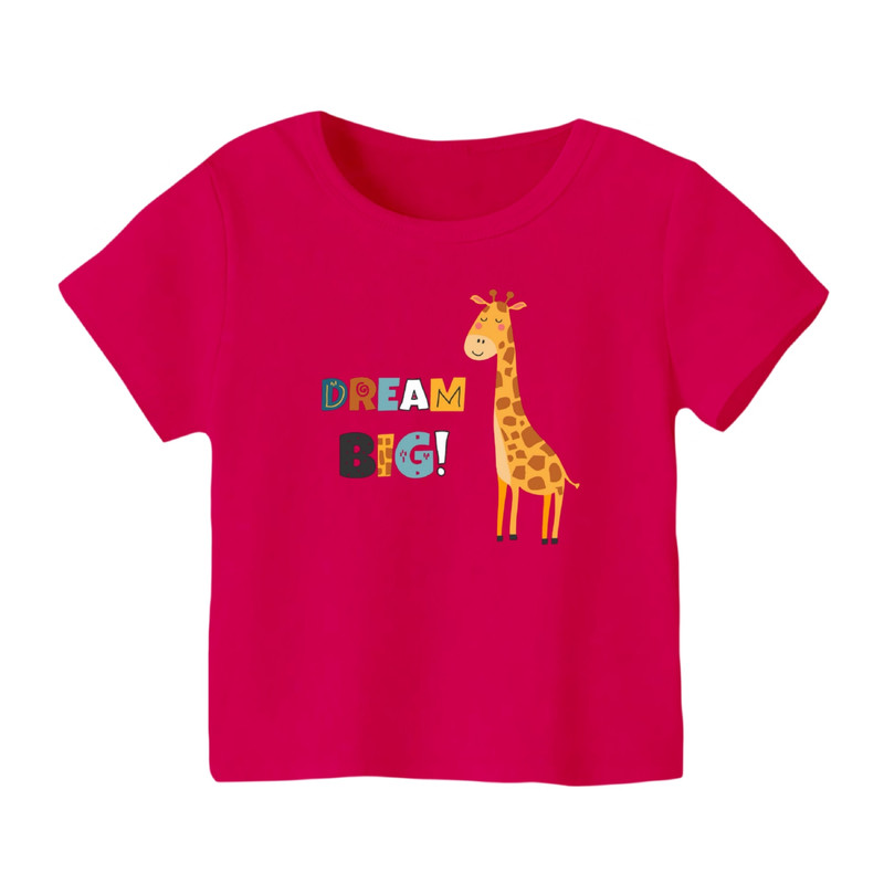 خرید و قیمت تی شرت آستین کوتاه بچگانه مدل زرافه کد ۱۲ رنگ سرخابی