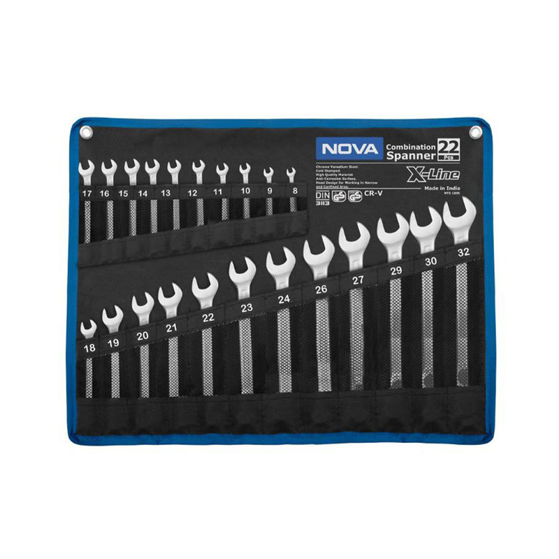 خرید و قیمت آچار یکسر تخت یکسر رینگی نوا مدل ایکس لاین کد 1895 مجموعه 22 عددی