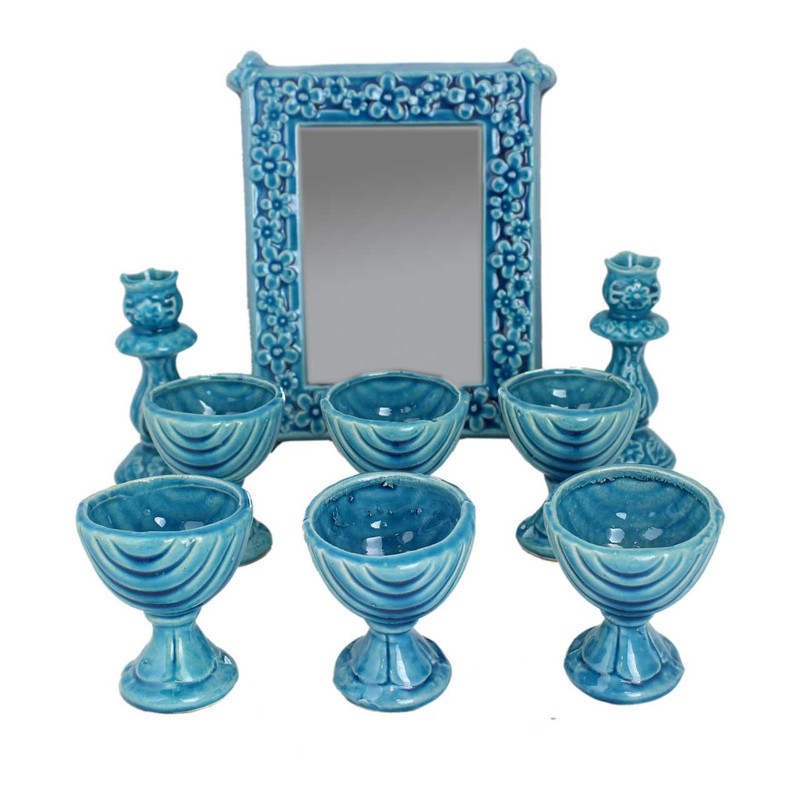 مجموعه هفت سین سفالی گالری اوستا طرح پایه دار مدل 413