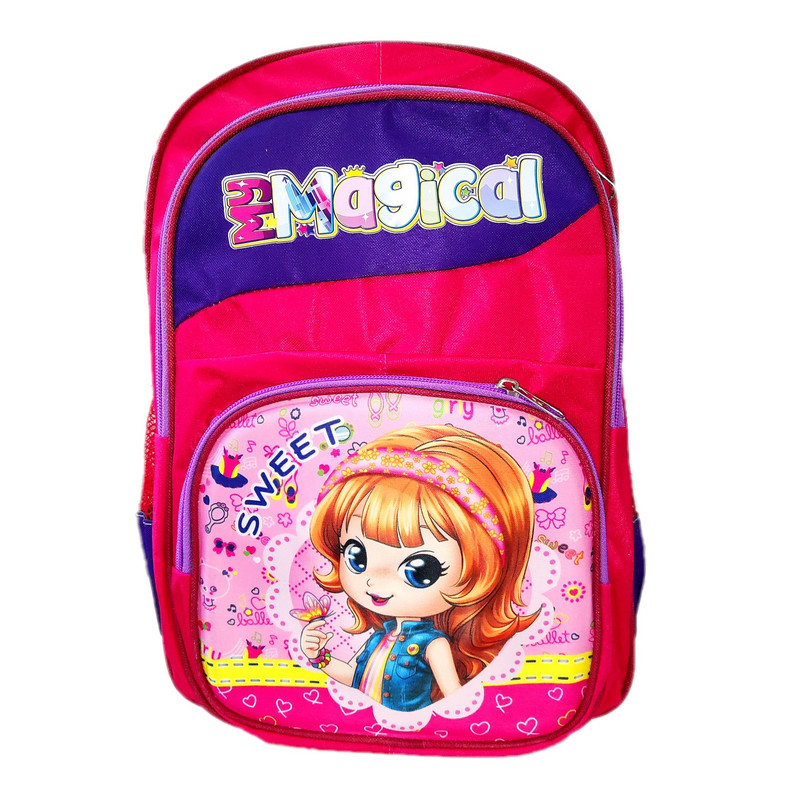 کوله پشتی مدل سه زیپ طرح دختر با مزه