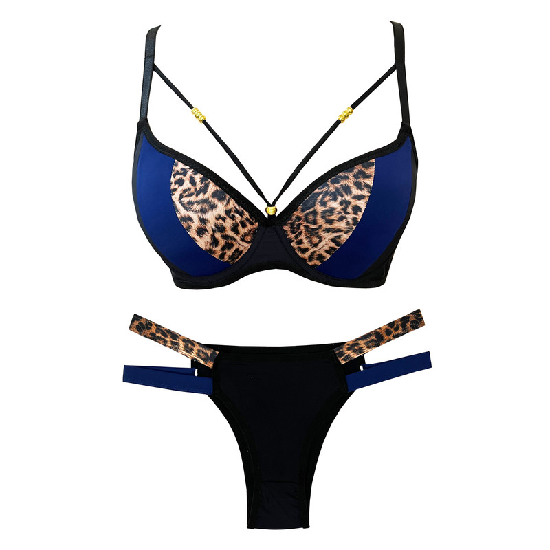 خرید و قیمت ست شورت و سوتین زنانه مدل پلنگی هارنس دار کد AB001