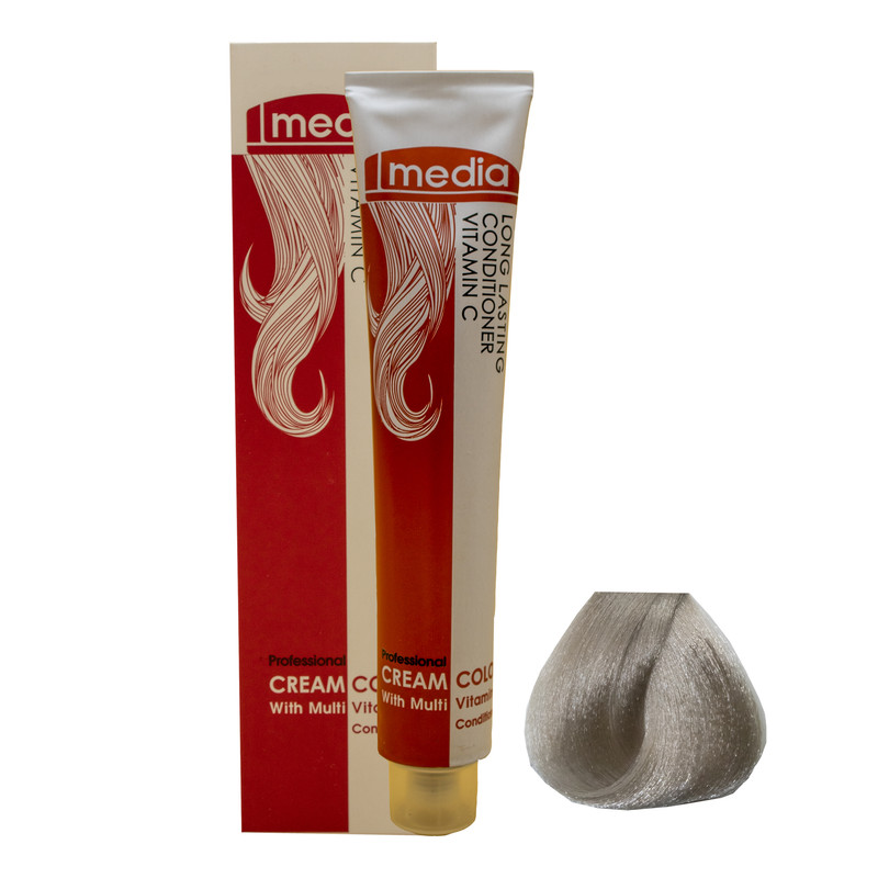 رنگ مو مدیا سری خاکستری شماره 1.(1/2)9 حجم 100 میلی لیتر رنگ بلوند پلاتینه نقره ای