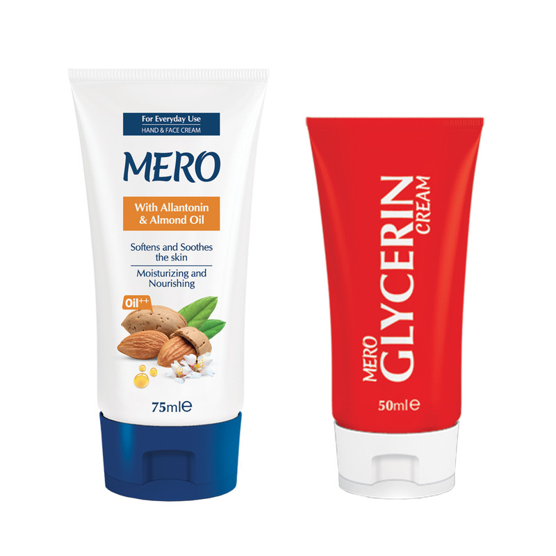 کرم مرطوب کننده مرو مدل GLYCERIN حجم ۵۰ میلی لیتر به همراه کرم مرطوب کننده مدل بادام حجم ۷۵ میلی لیتر