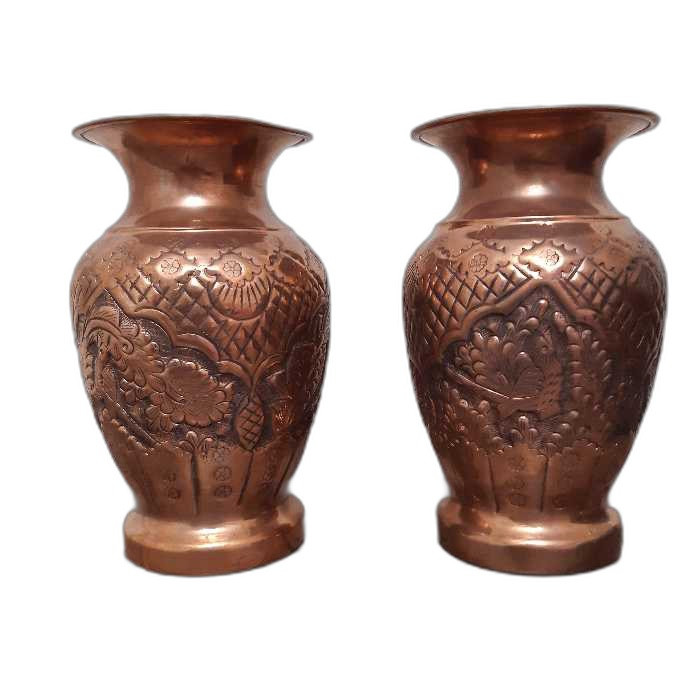 گلدان قلمزنی مسی مدل بلونی بسته 2 عددی