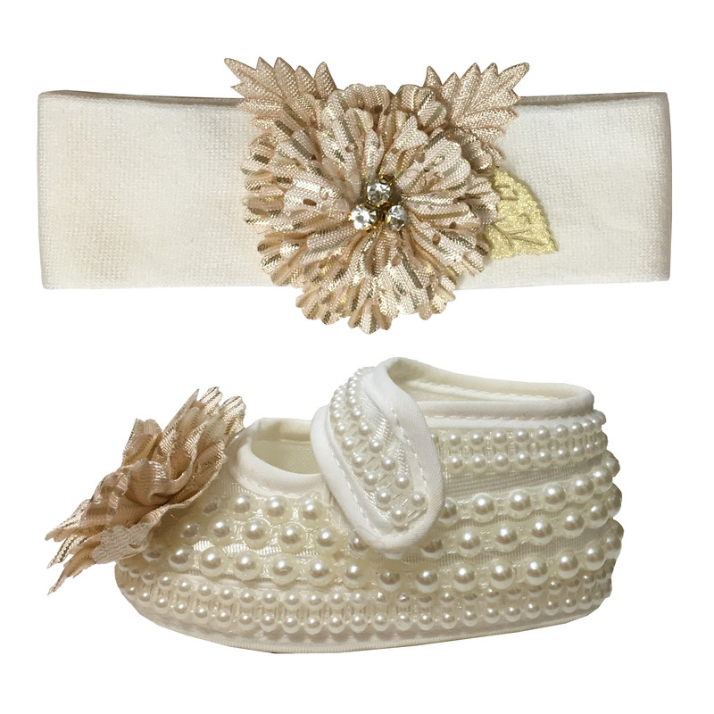 پاپوش نوزادی لاندنی مدل G700 به همراه هدبند