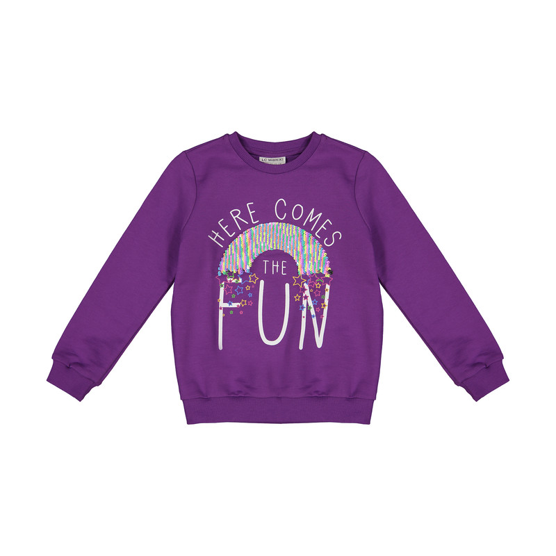 سویشرت دخترانه ال سی وایکیکی مدل 0W19728Z4-HSM-PURPLE