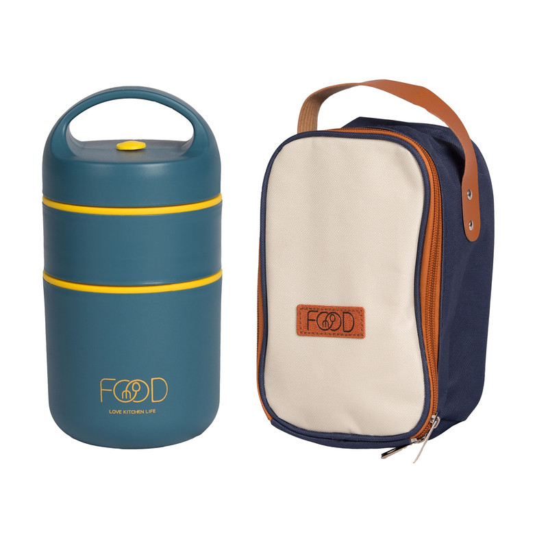 ظرف سفری مدل دینا دو طبقه استیل به همراه کیف