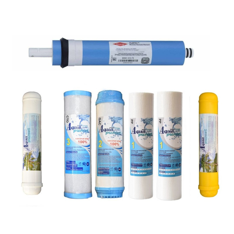 فیلتر دستگاه تصفیه کننده آب آکوا پیورست مدل RO-PAC NEW 7 مجموعه 6 عددی به همراه فیلتر فیلمتک کد 75-1812