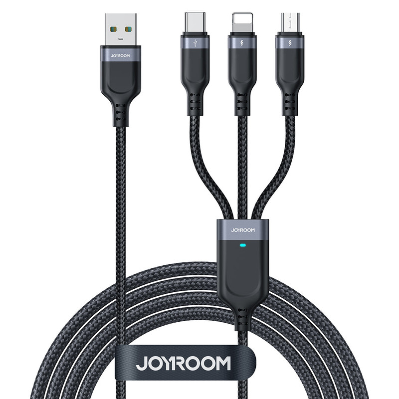 کابل تبدیل USB به لایتنینگ/USB-C/microUSB جوی روم مدل A18 3.5A طول 2 متر