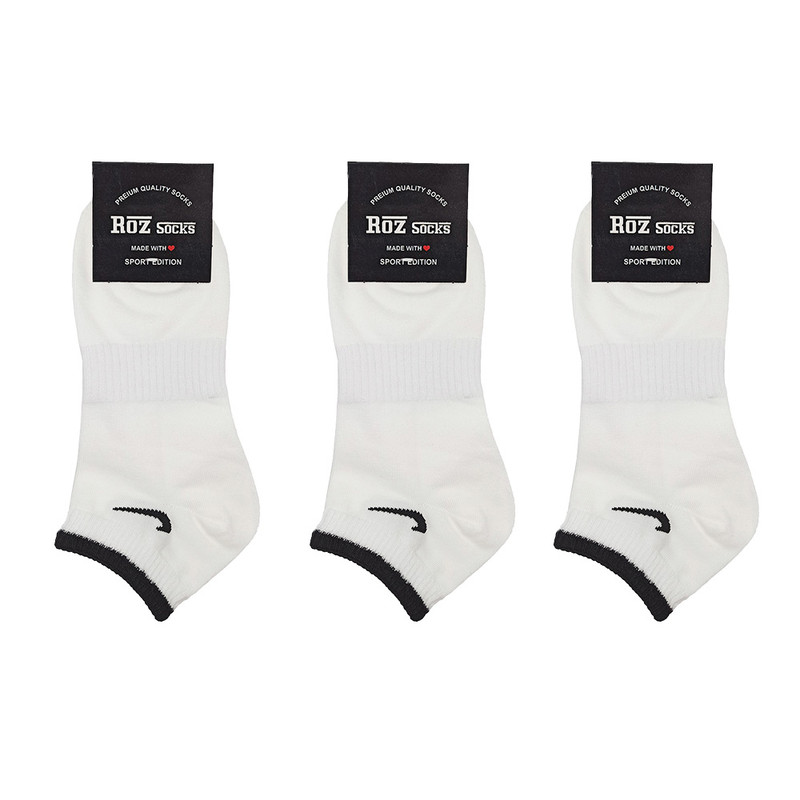 جوراب ورزشی ساق کوتاه زنانه رز کد 1383 رنگ سفید بسته 3 عددی
