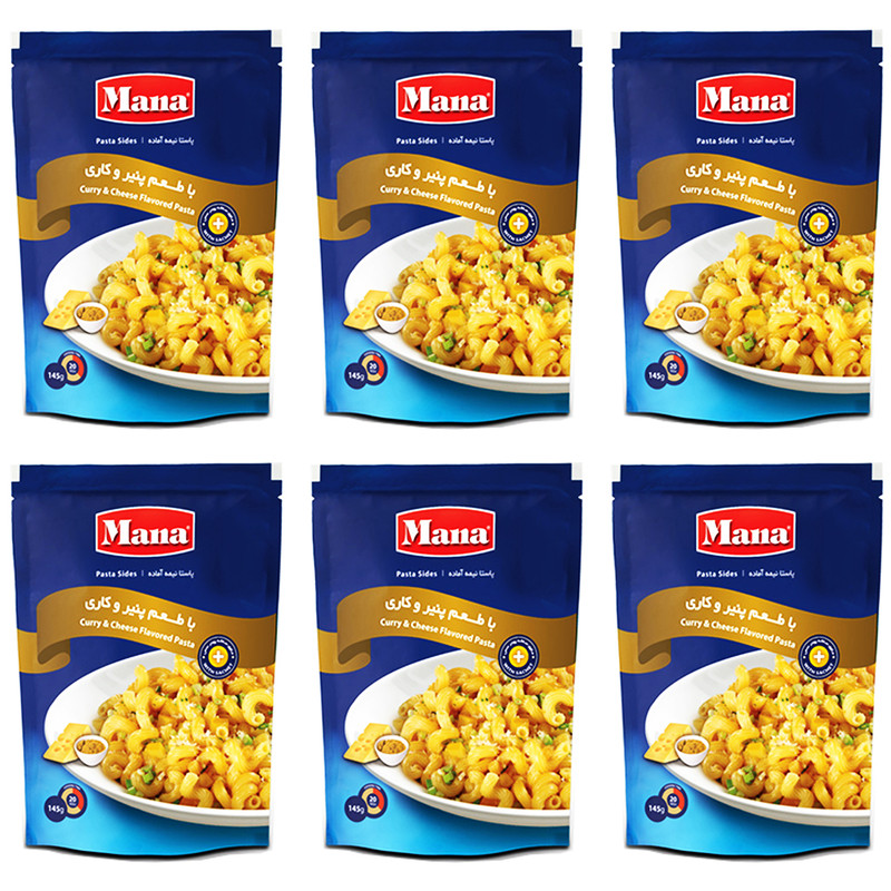 پاستا نیمه آماده با طعم پنیر و کاری مانا - 145 گرم بسته 6 عددی