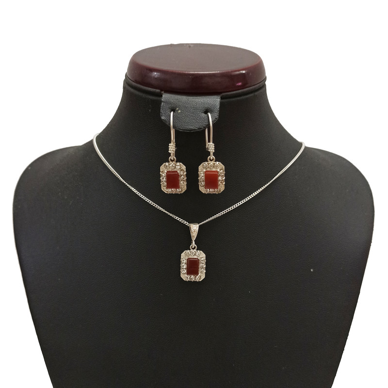 نیم ست نقره زنانه سلین کالا مدل عقیق کد ce-agh3