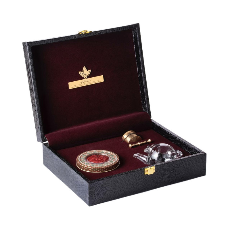 زعفران هدیه سوپر نگین دربار - 4 گرم به همراه قوری و هاون