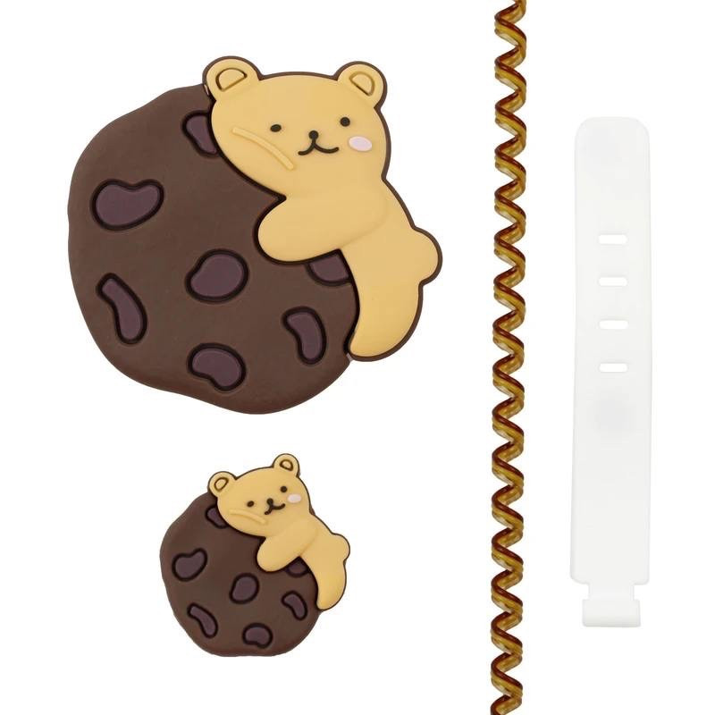 محافظ کابل وال کیس طرح تدی بیسکوییتی به همراه محافظ شارژر دیواری 45 وات شیائومی مجموعه 4 عددی