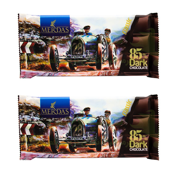 شکلات تلخ 85 درصد مرداس - 70 گرم بسته 2 عددی