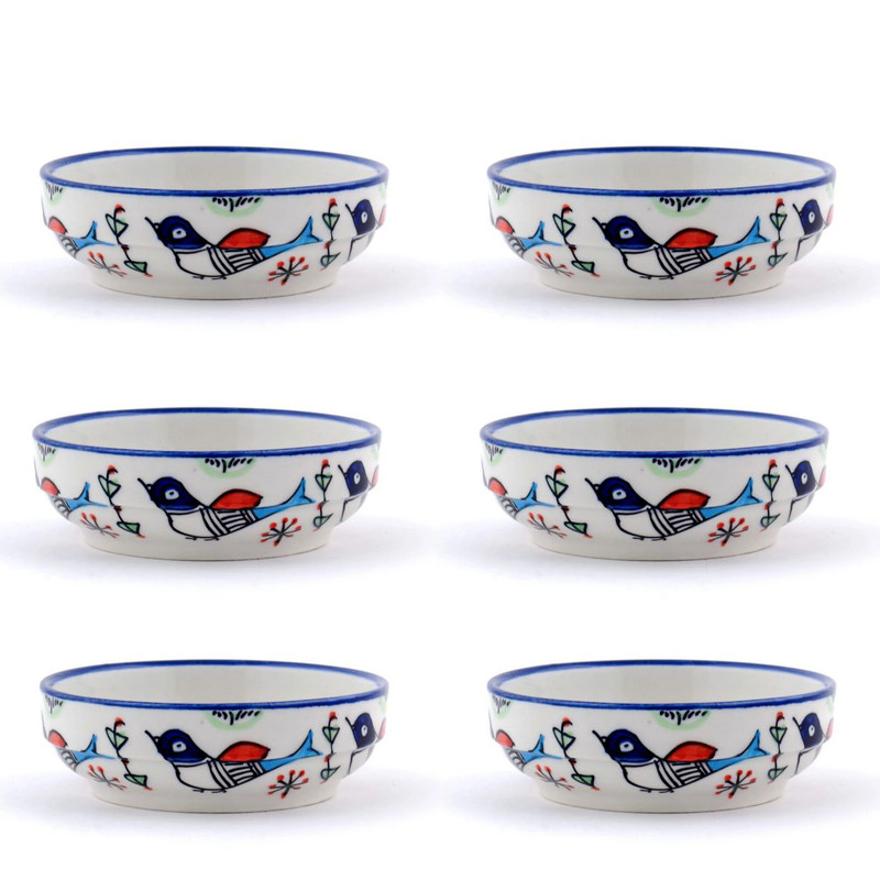 کاسه چینی طرح مرغی رنگی مجموعه 6 عددی