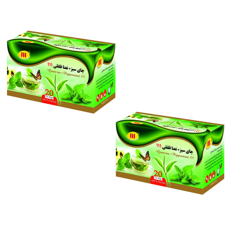 خرید و قیمت چای سبز و نعناع فلفلی 111 - 48 گرم بسته 2 عددی