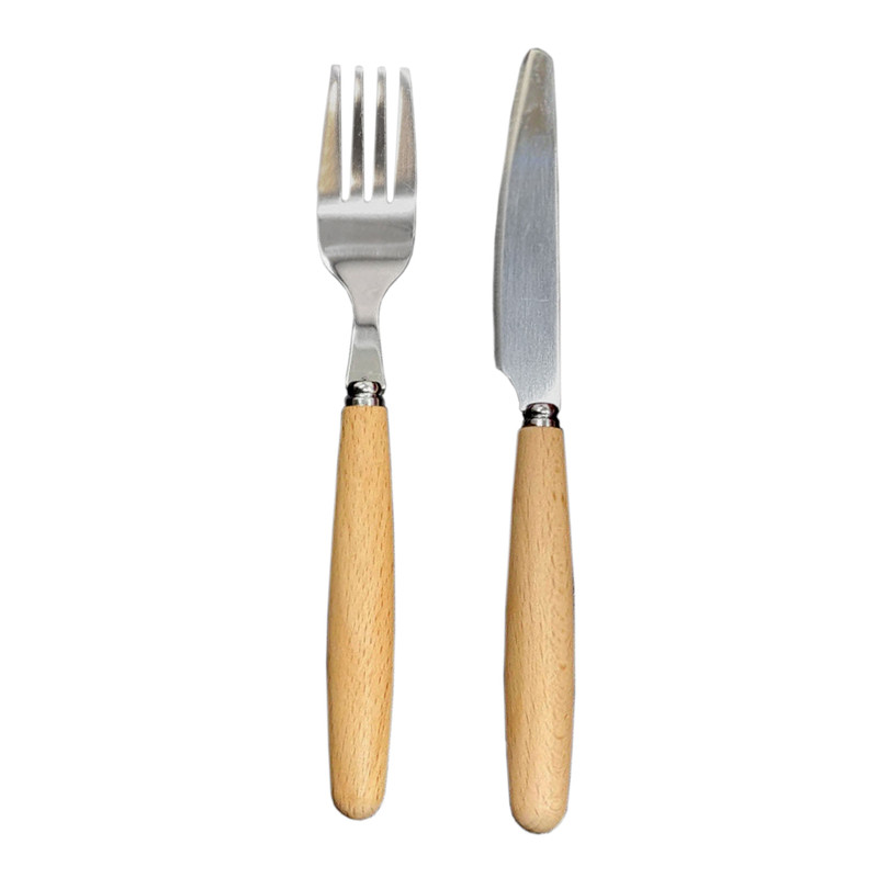 ست کارد و چنگال میوهخوری 12 پارچه مدل دسته چوبی