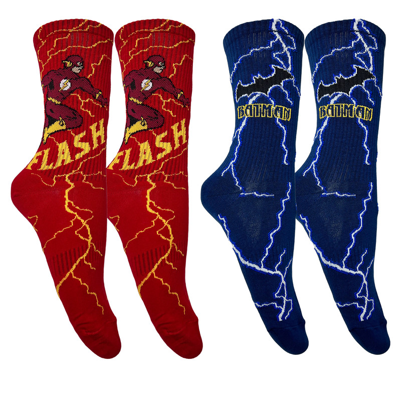جوراب ساق بلند مردانه تن پوش هنگامه مدل فلش و بتمن بسته 2 عددی