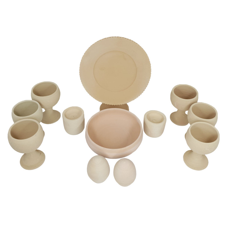 ست 12 تکه هفت سین سفالی خام مدل جام ساده کد H1065