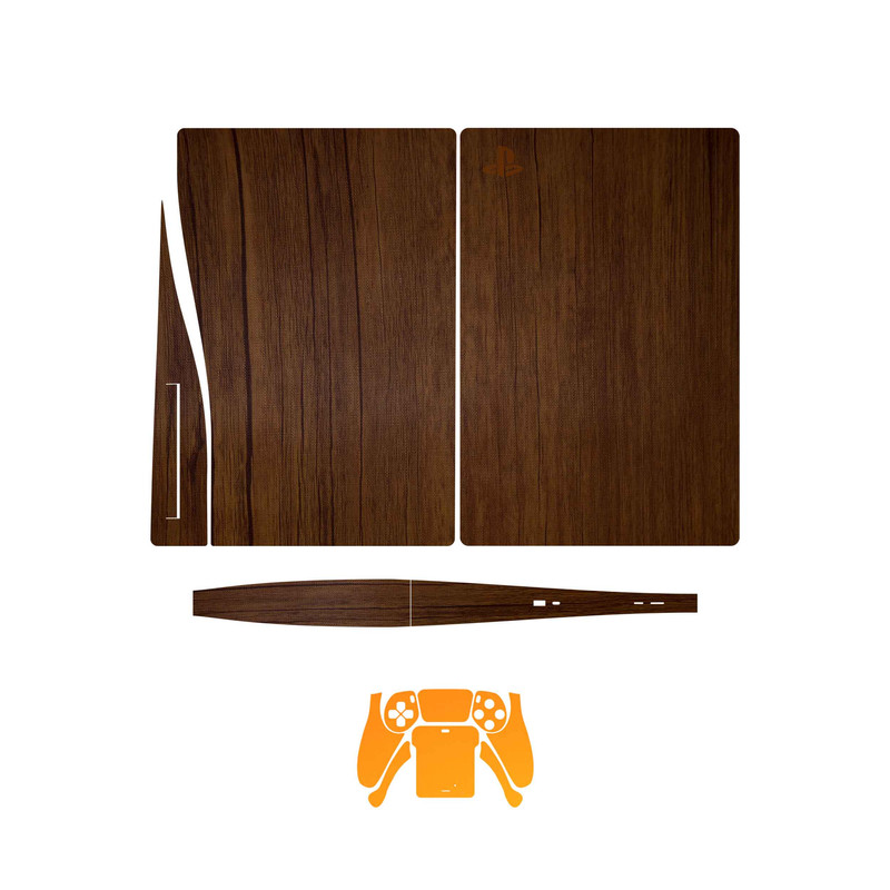برچسب کنسول و دسته بازی PS5 ماهوت مدل Orange_Wood_Matte_Orange