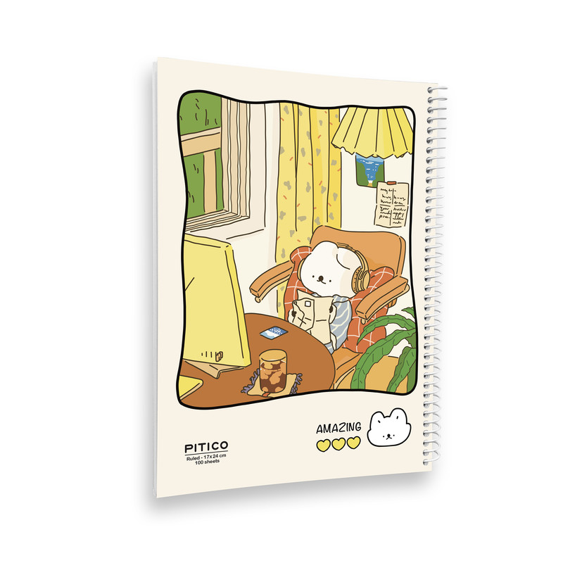 خرید و قیمت دفتر مشق 100 برگ پیتیکو مدل مجلد طرح گربه و هدفون کد 385