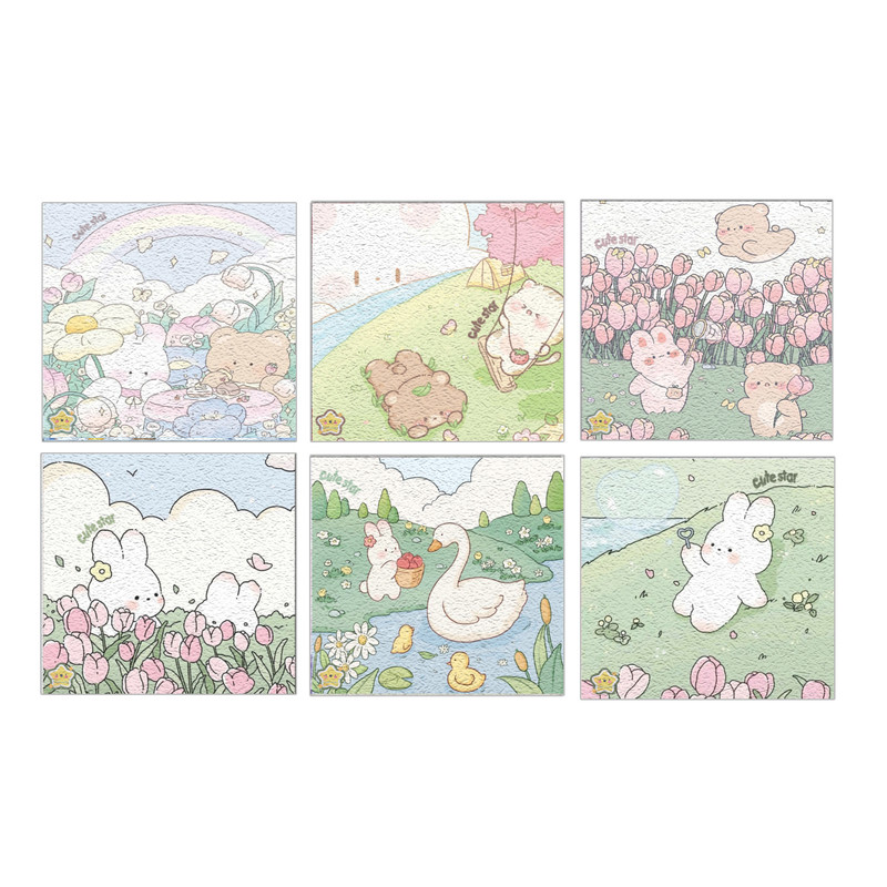 زیر لیوانی کیوت استار مدل پارچه ای طرح تدی و خرگوش مجموعه 6 عددی