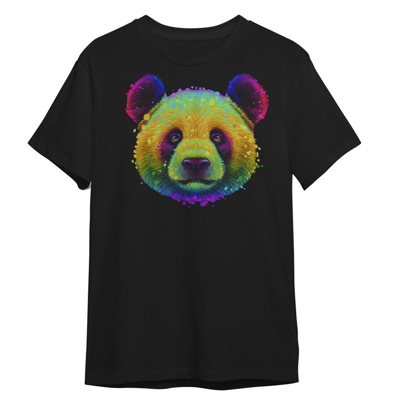 تی شرت آستین کوتاه مردانه مدل پاندا گرافیکی کد 401 رنگ مشکی